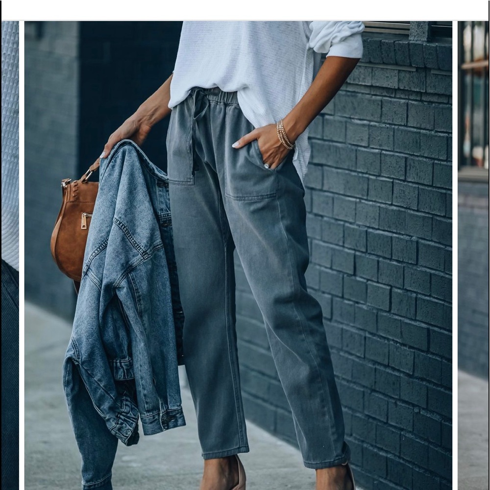 SOLD HUDDY cotton pocketed denim joggers
